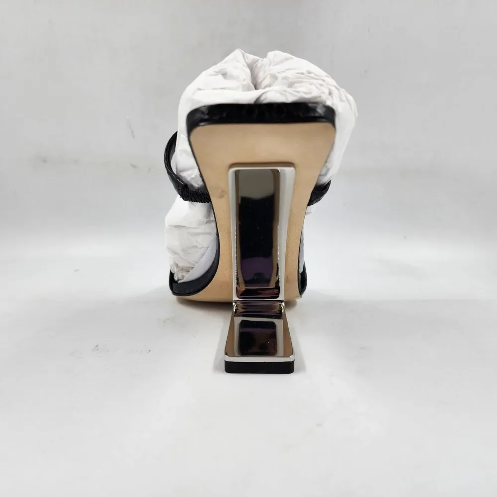 Cult Gaia Rene Cantilevered Sandals Women's 38.5 Black Iron Heel + - Picture 6 of 15